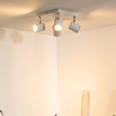 Lucide Rilou - opbouwspot - 22 x 22 x 12 cm - 4 x 5W dimbare LED incl. - wit