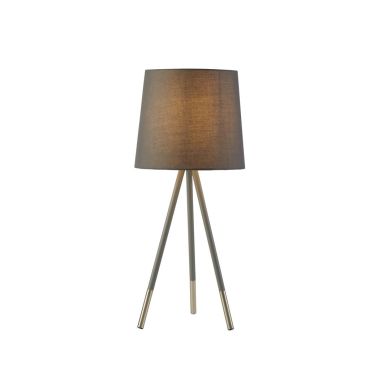 Searchlight Rio - tafellamp - Ø 23 x 54 cm - satijn zilver en grijs