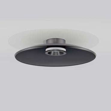 Nova Luce Esti - plafondlamp - Ø 50 x 10,6 cm - 33W dimbare LED incl. - geborsteld nikkel en rokerig glas