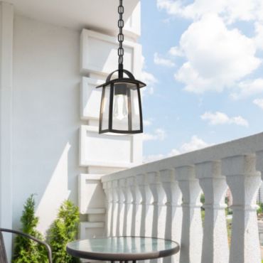 Lutec Kelsey - buiten hanglamp - 14,3 x 17 x 90,6 cm - IP44 - transparant glas - zwart
