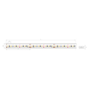 KLUS LED strip - 1cm breed, 500cm lengte - 24Vdc - dimbaar - 9,6W LED per meter - 140 LEDs per meter - IP65