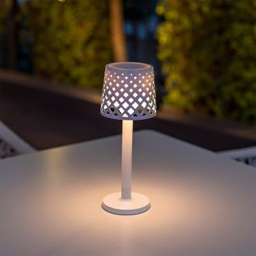 New Garden Gretita - buiten tafellamp op batterijen - Ø11,7 x 31 cm - 1W LED incl. - IP44 - wit
