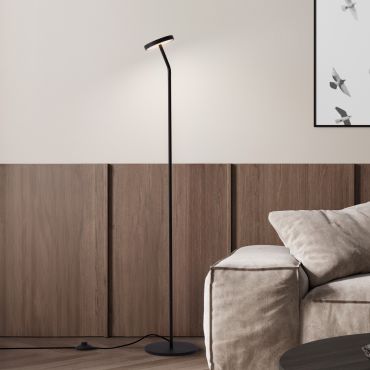 Nova Luce Logos - vloerlamp - Ø 21 x 123 cm - 9W LED incl. - zandzwart
