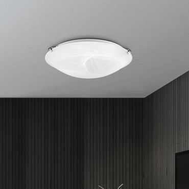 Nova Luce Giorno - plafondverlichting - Ø 30 x 8 cm - albast en chroom