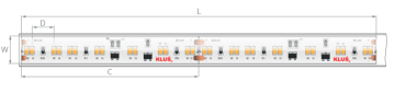 Klus LED strip - 1cm breed, 500cm lengte - 24Vdc - dim to warm - 9,6W LED per meter - 224 LEDs per meter - IP65 - 1800-3000K