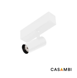 Faro Neso Hole - spot voor magnetische rail - Ø 3,5 x 10 x 16,3 cm - 5W CASAMBI dimbare LED warm wit (2700K) incl. - 20° lichtbundel - wit