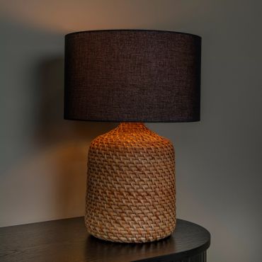 Lucide Arrah - tafellamp - Ø 35 x 50 cm - zwart en lichtbruin