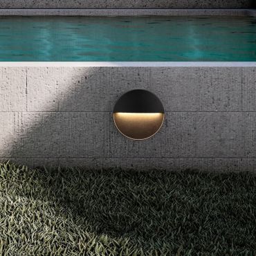 Nova Luce Rodix - buiten wandverlichting - Ø 16 x 3,1 cm - 5W LED incl. - IP54 - zandzwart