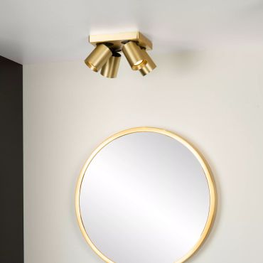 Lucide Nigel - opbouwspot - 20 x 20 x 11,5 cm - 4 x 5W dimbare LED incl. - dim to warm - goud