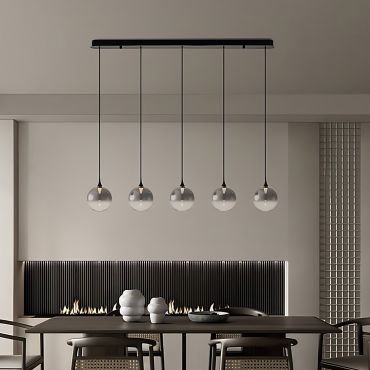 Nova Luce Orenda - hanglamp - 120 x 180 x 16 cm - 20W dimbare LED incl. - mat zwart en rokerig glas