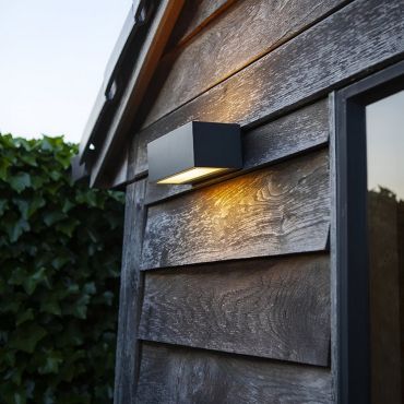 Lutec Gemini - buiten wandverlichting - slimme verlichting - Lutec Connect - 22 x 10,3 x 8,5 cm - 17W LED incl. - RGB - IP54 - donkergrijs