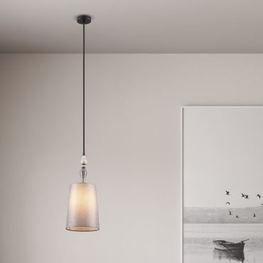 Nova Luce Damo - hanglamp - Ø 22 x 160 cm - mat zwart, grijs en bruin