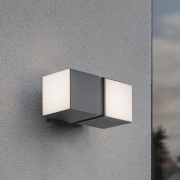 Lutec Cuba - buiten wand/plafondlamp - 10 x 14 x 21 cm - 2 x 12,2W LED incl. - IP54 - donkergrijs
