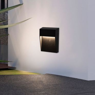 Nova Luce Fem - buiten wandverlichting - Ø 16 x 16 x 2,7 cm - 5W LED incl. - IP54 - zandzwart