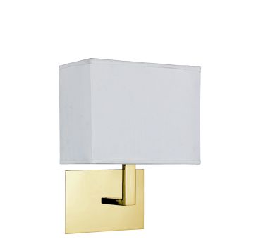 Searchlight Hotel - wandverlichting - 20 x 26 cm - satijn messing en wit