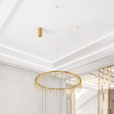 Nova Luce Stellar - hanglamp - Ø 80 x 150 cm - 31W dimbare LED incl. - goud