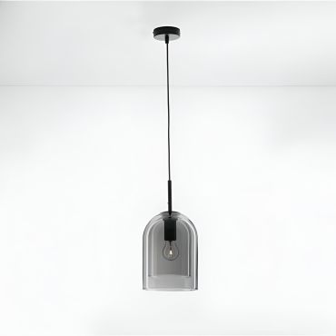 Nova Luce Velor - hanglamp - Ø 18 x 240 cm - rookglas en zwart