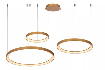 Lucide Vidal - hanglamp - Ø 78 x 200 cm - 120W LED incl. - mat goud/messing