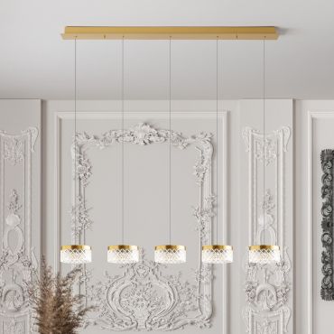 Nova Luce Bion - hanglamp - 115 x 120 x 15 cm - 32W LED incl. - messing goud