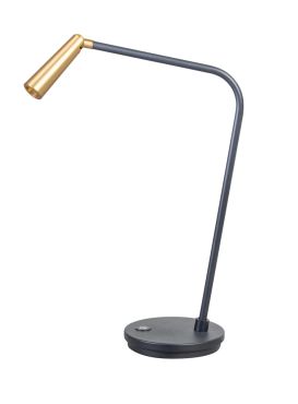 ETH Barry - tafellamp - Ø 14,5 x 46 cm - 3W LED incl. - zwart en messing