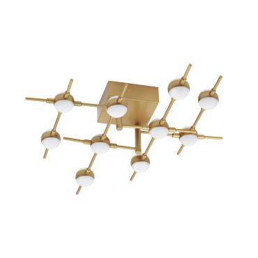 Nova Luce Atomo - plafondverlichting - 61 x 52 x 12,5 cm - 10 x 2,4W dimbare LED incl. - goud