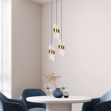 Lucide Kligande - hanglamp - Ø 25 x 150 cm - 3 x 8W LED incl. - goud