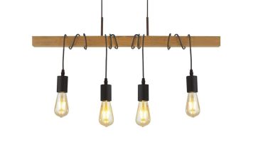 Searchlight Woody - hanglamp - 70 x 150 cm - zwart en bruin