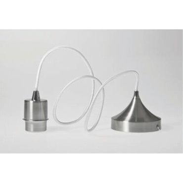 Artdelight Iron - hanglamp - Ø 12 x 120 cm - mat staal en wit