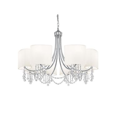 Searchlight Nina - luster - Ø 75 x 106 cm - chroom en wit