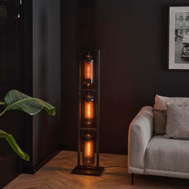 Vico Lantern 3L - vloerlamp - 32 x 23 x 158 cm - artic zwart