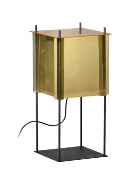 ETH Cube - tafellamp - 25 x 25 x 53 cm - zwart, goud en zilver