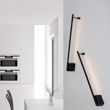 Nova Luce Gropius - wandverlichting - 60 x 7 x 3,5 cm - 10W LED incl. - zand zwart