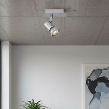 Lucide Twinny - opbouwspot - 12 x 7 x 11 cm - 4,5W dimbare LED incl. - satijn chroom