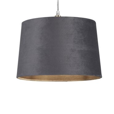 Searchlight Drum Shade - lampenkap - Ø 30 x 20 cm - antraciet en geborsteld goud