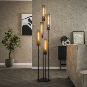 Vico Tube Mesh - vloerlamp - Ø 32 x 172 cm - zwart
