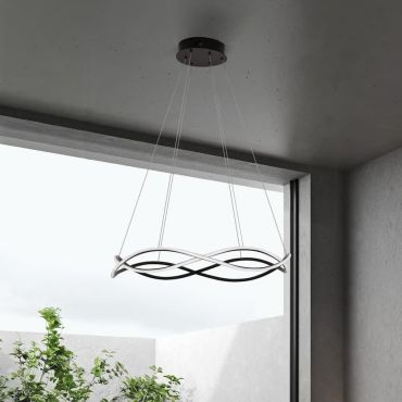 Nova Luce Jinal - hanglamp - Ø 80 x 120 cm - 57W dimbare LED incl. - zandzwart
