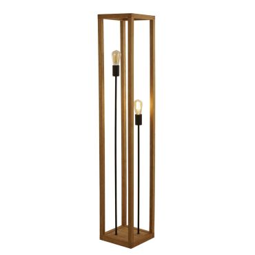 Searchlight Square - staanlamp - 25 x 25 x 140 cm - zwart en bruin