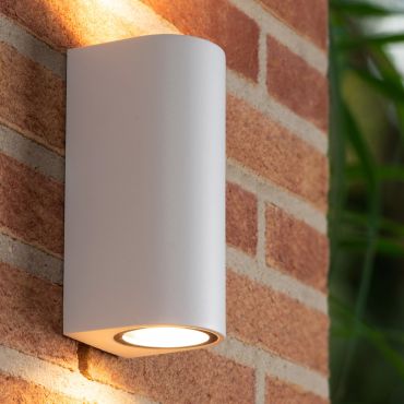 Lucide Zaro Round - buiten wandlamp - 7,8 x 6,8 x 16 cm - IP44 - wit
