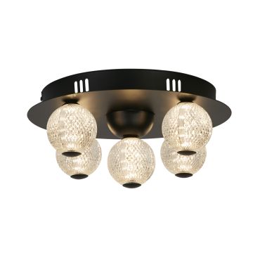 Searchlight Asteroid - plafondlamp - Ø 33 x 16 cm - 21W dimbare LED incl. - zwart