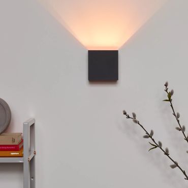 Lucide Xio Kubus - wandverlichting met 2 regelbare lichtbundels - 9,7 x 9,7 x 9,7 cm - 4W dimbare LED incl. - grijs