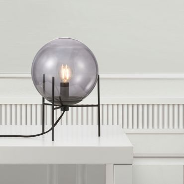 Nordlux Alton - tafellamp - Ø 20 x 29 cm - zwart en gerookt glas