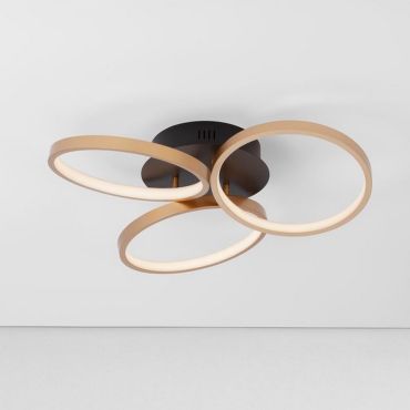 Nova Luce Elize - plafondlamp - Ø 55 x 12 cm - 28W dimbare LED incl. - zwart en goud