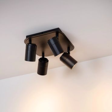Lucide Lennert - opbouwspot - 22 x 22 x 12,5 cm - 4 x 5W dimbare LED incl. - IP44 - zwart