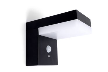 Integral LED True - buiten wandlamp op zonne-energie met bewegingssensor - 9,5 x 12,5 x 16,5 cm - 6W LED incl. - IP44 - zwart