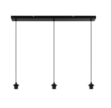 Artdelight Balk - hanglamp 3L met pendels - 100 x 10 x 150 cm - zwart
