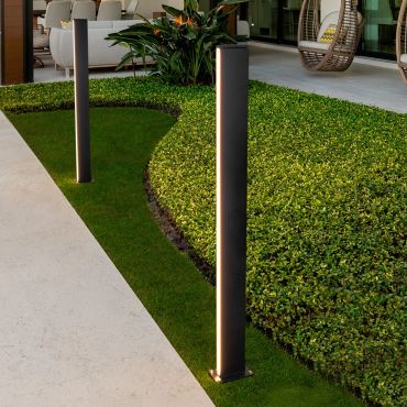 Nova Luce Sasso - tuinpaal - 15 x 120 x 9,5 cm - 22W LED incl. - IP54 - donker antraciet