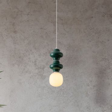 Nova Luce Clio - hanglamp - Ø 18 x 215 cm - jaspis, wit en opaalglas