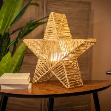 New Garden Sisine Star 40 - oplaadbare tafellamp op afstandsbediening - 40 x 40 x 12,5 cm - 9W dimbare LED incl. - IP54 - naturel