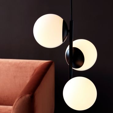 Nordlux Lilly - hanglamp - Ø 32 x 36,5 cm - zwart en opaal wit