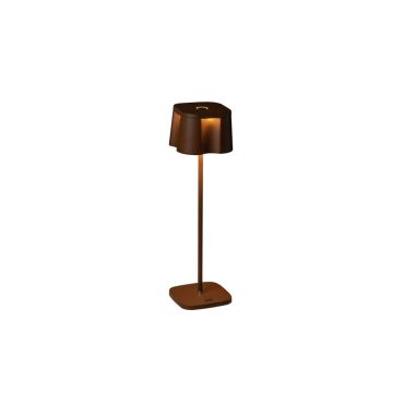 Konstsmide Nice - draadloze buiten tafellamp met laadstation - 10 x 10 x 36 cm - 2,2W dimbare LED incl. - IP54 - roestbruin